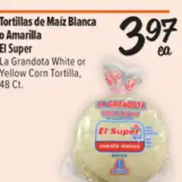 El Super Fresh La Grandota White or Yellow Corn Tortilla offer
