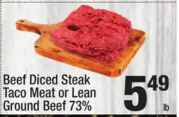 Super King Markets Beef Diced Steak Taco Meat or Lean Ground Beef offer
