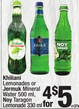 Super King Markets Khiliani Lemonades or Jermuk Mineral Water 500 ml, Noy Taragon Lemonade 330 ml offer