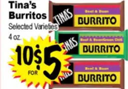 Superior Grocers Tina's Burritos offer