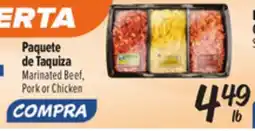 El Super Marinated Beef, Pork or Chicken offer