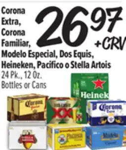 El Super Corona Extra, Corona Familiar, Modelo Especial, Dos Equis, Heineken, Pacifico o Stella Artois offer