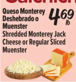 El Super Shredded Monterey Jack Cheese or Regular Sliced Muenster offer