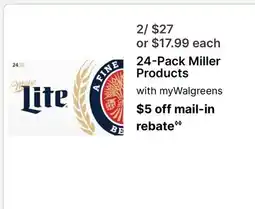 Walgreens 24-Pack Miller Products offer