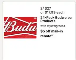 Walgreens 24-Pack Budweiser Products offer