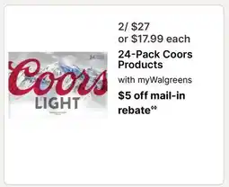 Walgreens 24-Pack Coors Products offer