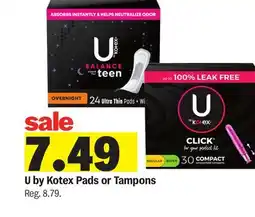 Meijer U by Kotex Pads or Tampons offer