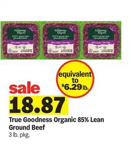 Meijer True Goodness Organic 85% Lean Ground Beef offer