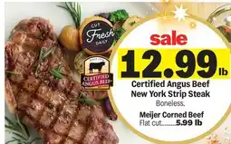 Meijer Certified Angus Beef New York Strip Steak offer