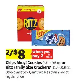 Meijer Chips Ahoy! Cookies 9.31-19.5 oz. or Ritz Family Size Crackers* 11.4-20.6 oz offer