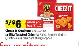 Meijer Cheez-It Crackers 5.75-12.4 oz. or Ritz Toasted Chips 8-8.1 oz offer