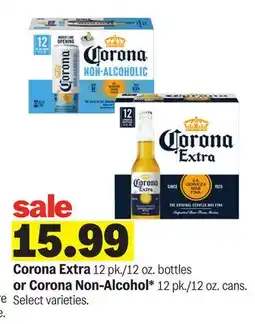 Meijer Corona Extra 12 pk./12 oz. bottles or Corona Non-Alcohol 12 pk./12 oz. cans offer