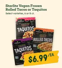 Sprouts Farmers Market Starlite Vegan Frozen Rolled Tacos or Taquitos offer