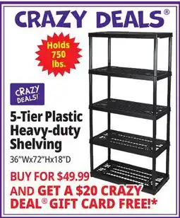 Ocean State Job Lot Maxit 5-Tier Heavy-Duty Plastic Shelving Unit offer