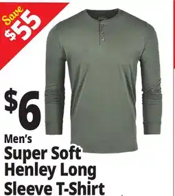 Ocean State Job Lot Men's Super Soft Henley Long Sleeve T-Shirt offer