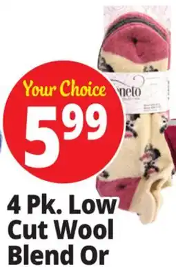 Ocean State Job Lot 4 Pk. Low Cut Wool Blend offer