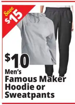 Ocean State Job Lot Men's Famous Maker Hoodie or Sweatpants offer