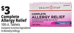 Ocean State Job Lot Health Star 25 mg Complete Allergy Relief 100 Tablets offer