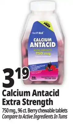 Ocean State Job Lot Calcium Antacid 750 mg Tablets 96 Count offer