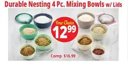 Ocean State Job Lot Durable Nesting 4 Pc. Mixing Bowls w/ Lids offer