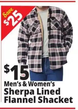 Ocean State Job Lot Men's & Women's Sherpa Lined Flannel Shacket offer