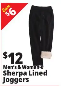 Ocean State Job Lot Men's & Women's Sherpa Lined Joggers offer