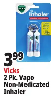 Ocean State Job Lot Vicks Non-Medicated Portable Nasal Inhaler 2 Count offer