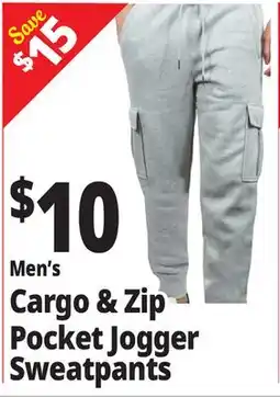 Ocean State Job Lot Men's Cargo & Zip Pocket Jogger Sweatpants offer