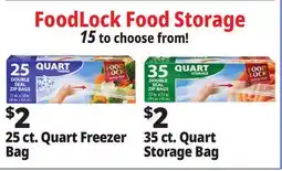 Ocean State Job Lot FoodLock Food Storage, 25 ct. Quart Freezer or 35 ct. Quart Storage Bag offer