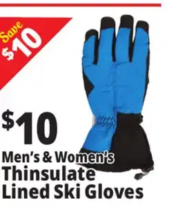 Ocean State Job Lot Men's & Women's Thinsulate Lined Ski Gloves offer