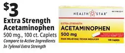 Ocean State Job Lot Health Star 500 mg Acetaminophen Pain Reliever 100 Caplets offer