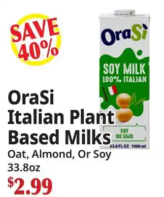 Ocean State Job Lot OraSi Italian Plant Based Milks offer