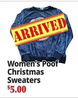 Ocean State Job Lot Women's Poof Christmas Sweaters offer
