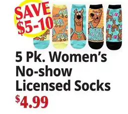Ocean State Job Lot 5 Pk. Women's No-show Licensed Socks offer