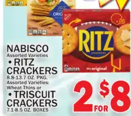 C Town NABISCO RITZ CRACKERS, 8.8-13.7 OZ. PKG offer