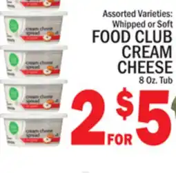 C Town FOOD CLUB CREAM CHEESE offer