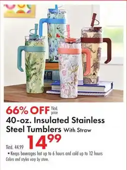 Boscov's 40-oz. Insulated Stainless Steel Tumblers With Straw offer