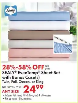 Boscov's SEALY EvenTemp Sheet Set with Bonus Case s offer