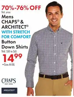 Boscov's Mens CHAPS & ARCHITECT WITH STRETCH FOR COMFORT Button Down Shirts offer