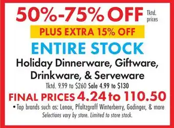 Boscov's Holiday Dinnerware, Giftware, Drinkware, & Serveware offer
