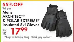 Boscov's Mens ARCHITECT & POLAR EXTREME Insulated Ski Gloves offer