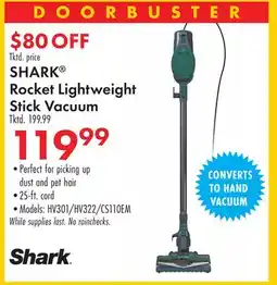 Boscov's SHARK Rocket Lightweight Stick Vacuum offer