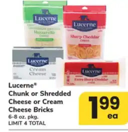 ACME Lucerne Chunk or Shredded Cheese or Cream Cheese Bricks offer