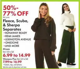 Boscov's Fleece, Scuba, & Sherpa Separates offer