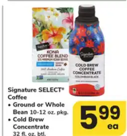 ACME Signature SELECT Coffee Ground or Whole Bean 10-12 oz. pkg. Cold Brew Concentrate 32 fl. oz. btl offer