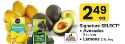 ACME Signature SELECT , Avocados 5 ct. bag, Lemons 2 lb. bag offer