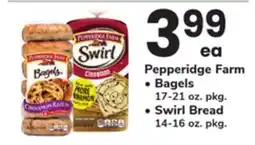 ACME Pepperidge Farm Bagels 17-21 oz. pkg., Swirl Bread 14-16 oz. pkg offer