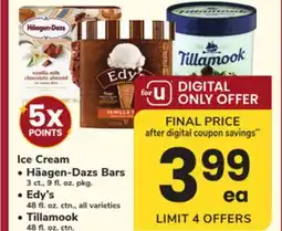 ACME Ice Cream Häagen - Dazs Bars 3 ct., 9 fl. oz. pkg. Edy's 48 fl. oz. ctn., Tillamook 48 fl. oz. ctn offer