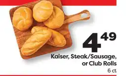 Weis Markets Kaiser, Steak/Sausage, or Club Rolls offer