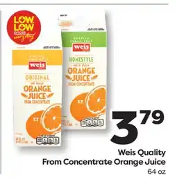 Weis Markets Weis Quality From Concentrate Orange Juice offer